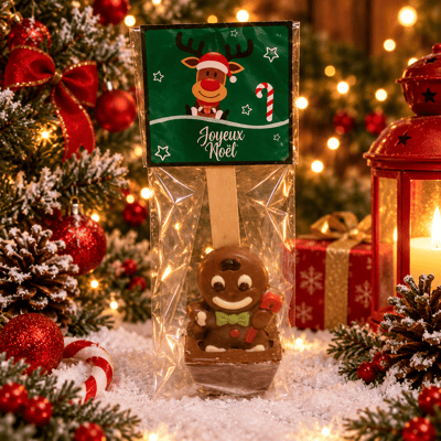 Sucette chocolatee joyeux noel